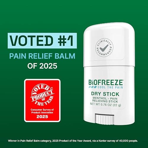 Biofreeze Dry Stick, Mess-Free Relief for Neck, Shoulder, Knee, Hip, Hand & Joint, Cooling Menthol Pain Relief Stick, Up to 100 Uses thumbnail 8