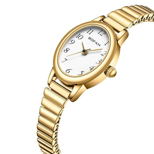 BOFAN Small Gold Watches for Women Easy Read Ladies Quartz Wrist Watch with Stainless Steel Expansion Band,Waterproof. - 6.10in-6.89in - Gold thumbnail 2