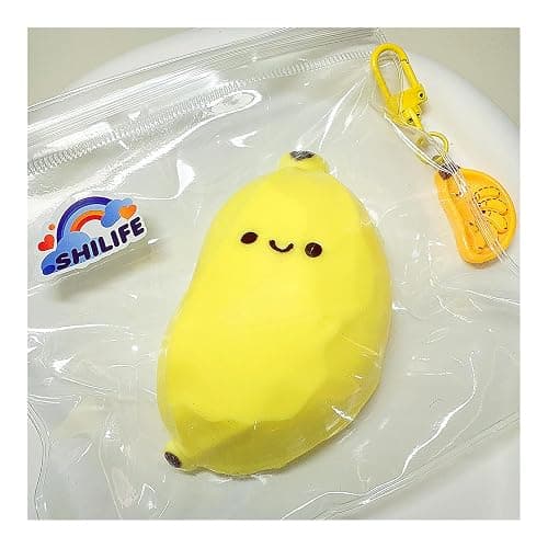 Taba Squishy,Stress Ball, Kawaii Squishies Silica Gel Toys,Stress Relieving Fur Ball OPP Packaging Gifts|Squishy Fidget Toys for Anxiety&Relaxation|Perfect Desk Accessory for Adults (Banana) thumbnail 2
