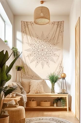 Damanse Floral Tapestry Wall Hanging Cute,Boho Wall Tapestry for Bedroom Aesthetic,Mandala Living Room Decor for Teen Girls (Flaxen, 34.80" x 47.20") thumbnail 5