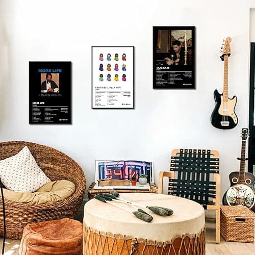 Anslivle Drake Album Cover Poster, Framed 3-Piece Drake Music Posters, Hip Hop Poster, HypeBeast Album Print 12x16in thumbnail 3