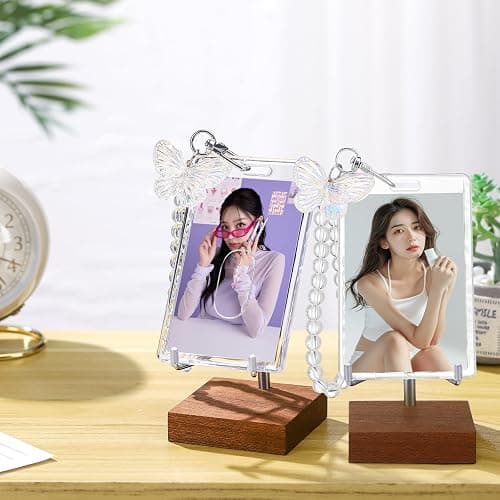 Quelay 3 Pcs Photocard Holder Keychain with Butterfly Acrylic Cute Kpop Photo Card ID Badge Holder Aesthetic Y2k Keychain Accessories for Bus Student Card Case Stationery thumbnail 5