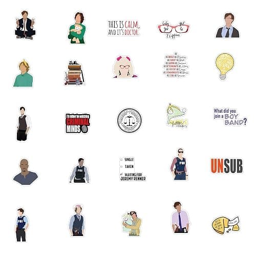 Criminal Minds Stickers 50 Pcs Waterproof, Detachable and Beautiful, Suitable for Sticking on Water Bottles, Phones, Laptops, Guitars, Cars, Motorcycles, Cups, Pianos,Skateboard and Suitcases. thumbnail 4