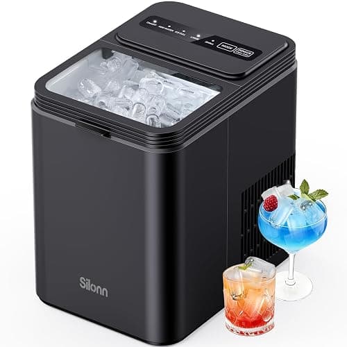 Silonn Ice Maker Countertop, 8 Ice Cubes in 6 Mins, 26.5 lbs/24H, 2 Bullet Ice Sizes, Self-Cleaning Bullet Ice Maker, Portable Ice Machine for Kitchen, Party, Office, and RV Camping - Image 1
