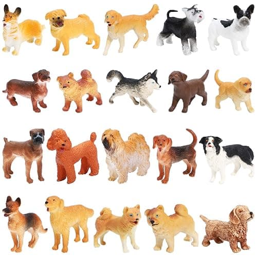 ONEST 20 Pieces Mini Dog Figurines Playset Hand Painted Tiny Dogs Realistic Detailed Plastic Puppy Figures Toys Small Dog Figurines for Kids Adults - Image 1