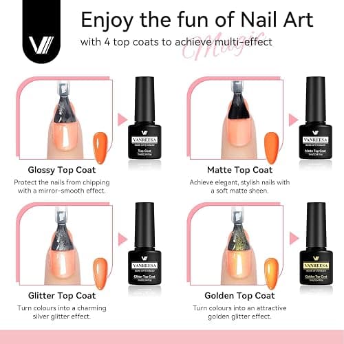 VANREESA Gel Nail Polish Set, 45+5 PCS Classic White Black Red Glitter Pink Blue Gel Polish Set with Base Top Coat Suitable for All Seasons Soak Off Nail Varnish Kit Nail Salon Set Gifts for Women thumbnail 7