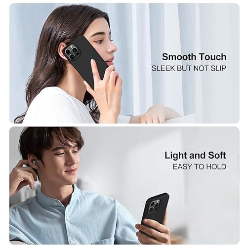 FUNMIKO Compatible with iPhone 15 Pro Max Case with Screen Protector,Upgraded Liquid Silky Soft Silicone,Fashionably Designed for Men Women Girls,Protective Phone Cover,Black thumbnail 5