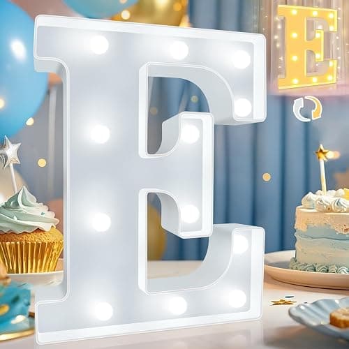 Pooqla LED Marquee Letter Lights, Warm White and Cool White Decorative Lighted Letters, Light Up Alphabet Letters for Boys Girls, Party, Wedding, Bar, Night Light, Birthday Decoration, Letter E - Image 1
