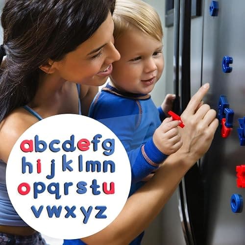 Lot de 79 chiffres magnétiques colorés de l'alphabet - Lettres et chiffres - Jouet éducatif ABC pour enfants thumbnail 7