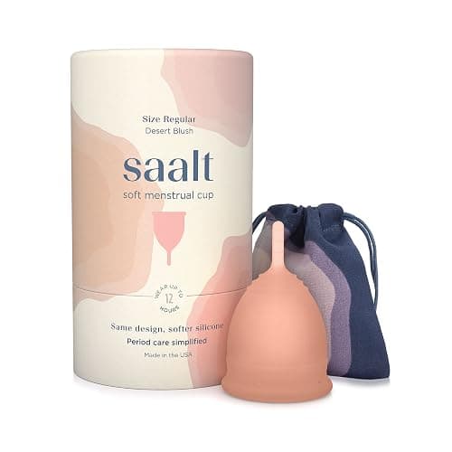 Saalt Soft Menstrual Cup – Reusable Period Cup – Made for Comfortable, Leak-Free Protection Up to 12 Hours – BPA & Latex Free – Includes Cup & Carry Bag (Regular, Desert Blush) - Image 1