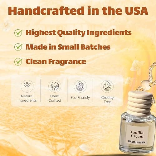 Car Air Freshener Diffuser, Vanilla Cream Aromatherapy, Natural Fragrance Oil, Long Lasting, By Bootleg Collection, Made in USA thumbnail 4