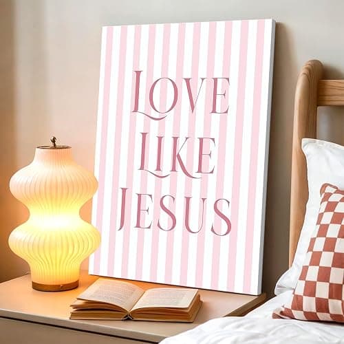 Coquette Pink Bow Wall Art Set of 3, Light Pink Christian Wall Decor Pictures, Jesus Verses Bible Canvas Posters Paintings Preppy Prints for Teen Girls Dorm 12 Year Old Girl Room 12x16 Inch Framed thumbnail 5