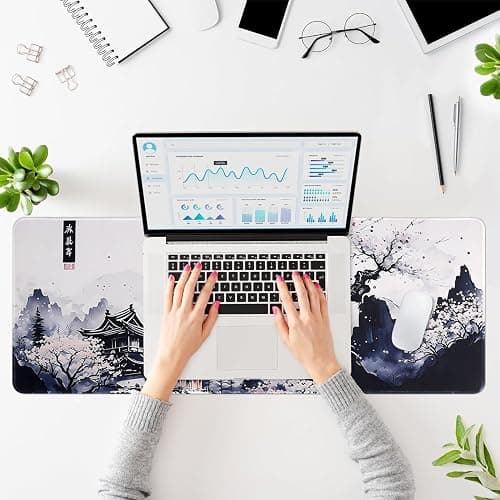 shangtushunli Japanische Weiße Mauspad, Große Kirschblüte Schreibtisch Matte, Anime Gaming Tastatur Matte, Rutschfeste Gummibasis, Großer Erweiterter Schreibtisch Schutz Für Home Office1 thumbnail 2