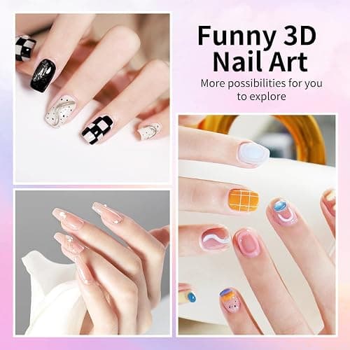 15g 3D Nail Gel and Chrome Powder Kit, Sculpting Gel Nail Art Glue for Art Designs DIY Craving Molding for Decoration Manicure Pedicure Use thumbnail 8