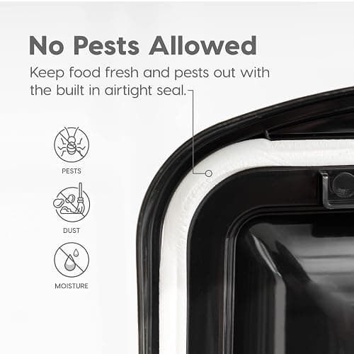 IRIS USA Airtight Dog Food Storage Container, WeatherPro, Up to 50 lbs, Removable Wheels, for Dog Cat Bird and Other Pet Food Storage Bin, Keep Fresh, Translucent Body, Made in USA, Clear/Black thumbnail 6