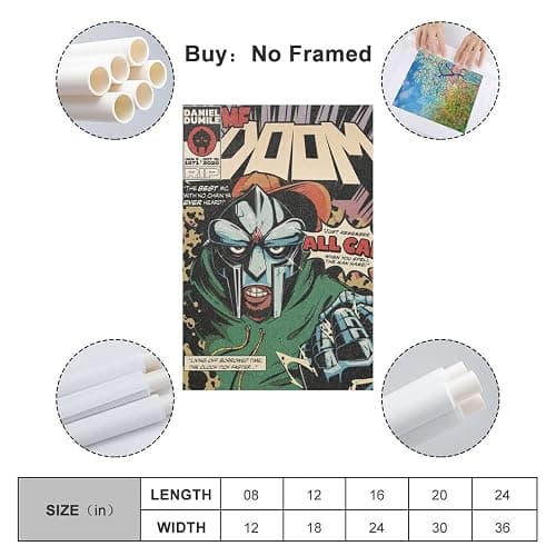MF Doom Retro Posters & Prints on Canvas Wall Art Poster For Room Decor Unframe 12x18inch(30x45cm) thumbnail 4