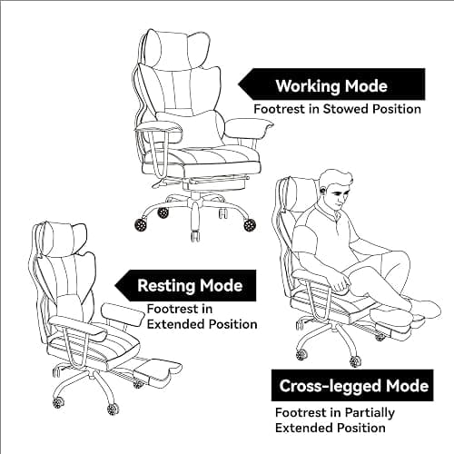 Efomao Big and Tall Office Chair 400lbs - Executive Office Chairs with Footrest, Heavy-Duty PU Leather Computer Chair for Heavy People, Light Green Home Office Desk Chairs thumbnail 6