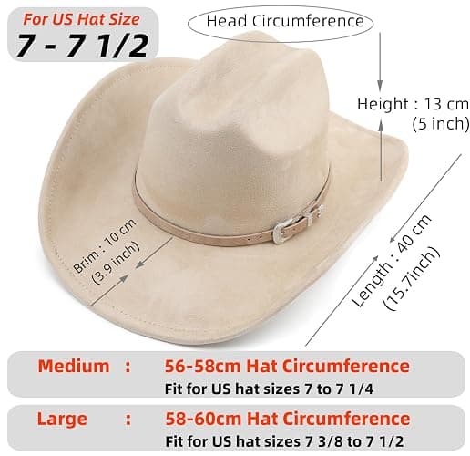 Melesh Big Cowboy Hat for Women Men Wide Brim Cowgirls Beach Cattleman Western Cowboys Hat thumbnail 2