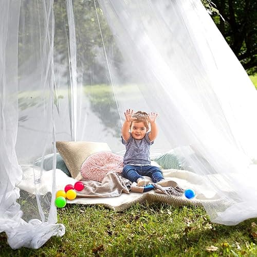 Sublaga Round Mosquito Net for Bed, Large White Bed Canopy for Girls, Hanging Bed Net, Ideal for Bedroom Decorative, Travel with Storage Bag (Round) thumbnail 4
