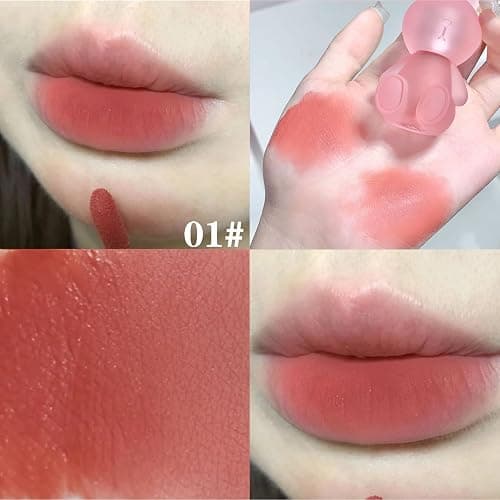 LuckNest 4 Colors Velvet Matte Liquid Lipstick set, Cute Rabbit Lip Glaze 2 in 1 Key Chain Lip Gloss Lip Stain, Waterproof Non-Stick Cup Long Lasting Lip Clay Cute Lip Makeup for Girls thumbnail 5