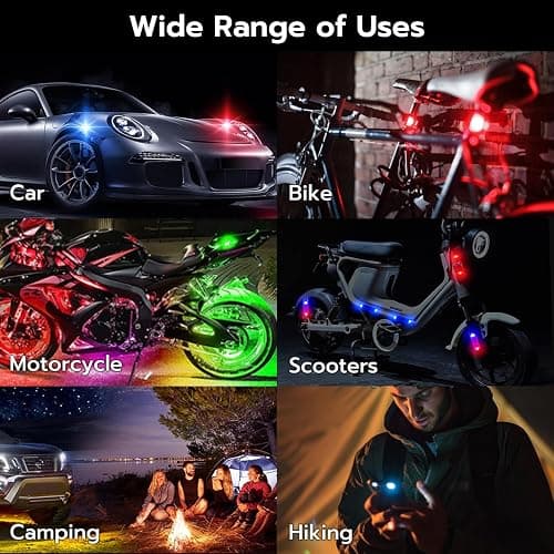 Mcbazel 4 x Wireless Remote Control LED Strobe Lights, Ambient Light with Brightness Control, 7 Colors USB Charging LED Lights Kit for Car, Motorcycle, Bike thumbnail 6