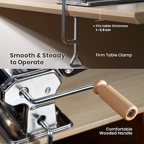 ISILER Pasta Maker, 9 Adjustable Thickness Settings 2-in-1 Pasta Machine with Rollers and Cutter, Noodle Maker for Pasta, Dumpling Skin, Spaghetti, Fettuccini, Lasagna thumbnail 4
