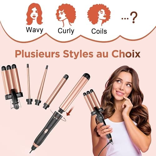 BESTOPE MIX Boucleur 3 Tete Fer a Boucler-[22mm] Boucleur a Cheveux en Céramique Fer à Friser 2 Températures, Fer a Onduler Chauffage Rapide pour Cheveux Longs, Courts thumbnail 6