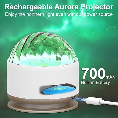 HUMIIEYE Northern Light Projector, Battery Operated Aurora Night Light, 16 Colors Galaxy Lamp Ocean Wave Ceiling Projector Mood Ambient Lighting for Bedroom Party Adults Kids Room Toddler Girl Gift thumbnail 2