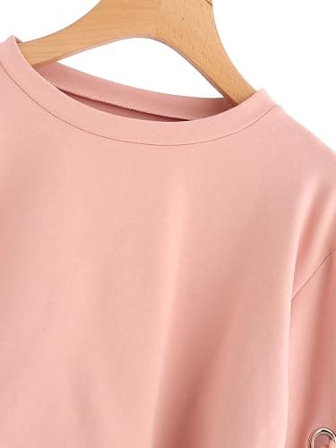SweatyRocks Women's Casual Lace Up Long Sleeve Pullover Crop Top Sweatshirt thumbnail 3