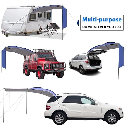 UBOWAY Awning Sun Shelter: Waterproof Auto Canopy Camper Trailer Tent Roof Top for SUV Minivan Hatchback Camping Outdoor Travel 5-6Persons thumbnail 3