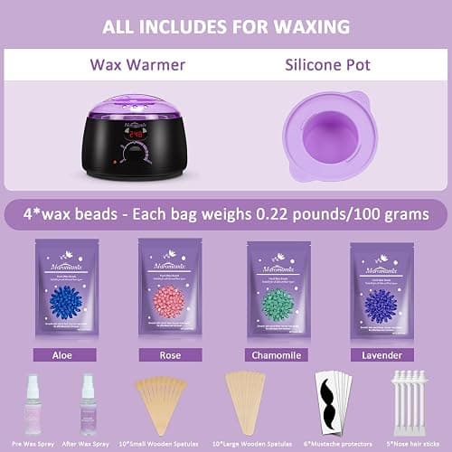 Waxing Kit -Digital Wax Warmer Machine for Hair Removal with 4 Packs of Hard Wax Beads & Silicone Pot for Full Body, Legs, Face, Eyebrows, Bikini, Brazilian at Home Waxing Kit for Women Men thumbnail 5