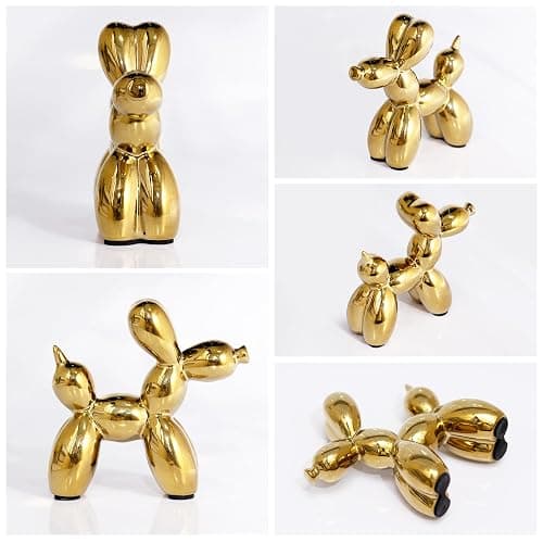 Aartihejoy Creative Gold Balloon Dog Statues Small Ceramic Animal Sculpture Modern Home Decor Living Room Desktop Decorations Bedroom Office Cabinet Ornament (Gold) thumbnail 5