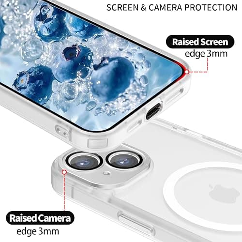YUANDMI iPhone 13 Hülle, Hanyhülle iPhone 13 Magnetisch Leicht Dünn Matte Touch Kameraschutz, Kratzfeste Anti-Gelb rutschfest Kratzfest Schutz Stoßfest Hülle für iPhone 13 Transparent Weiß thumbnail 2