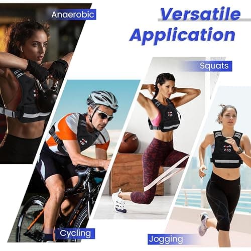 VBSD Adjustable Weighted Vest for Women Men 4-10lb/11-20lb/20-32lb Vest with 6 Ironsand Weights Body Weight Vest with Reflective Strip for Running Walking Strength Training Workouts thumbnail 5