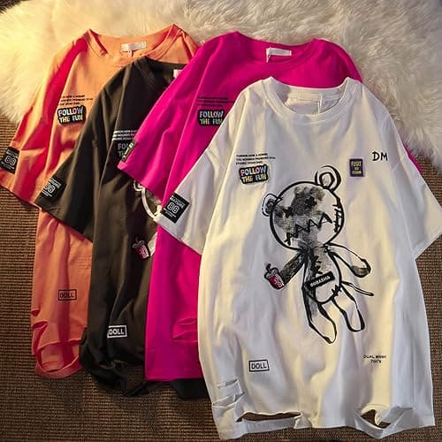 Women Goth T Shirt Y2K Harajuku Graphic Tops Cotton Anime Clothes thumbnail 4