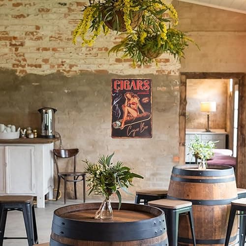 GLOBLELAND Vintage Pin Up Lady Metal Tin Sign 8×12inch Retro Cigar Funny Tin Room Door Sign Cave Signs Art Plaque Poster Wall Decor for Home Bars Cafe Pubs Club Decoration thumbnail 6