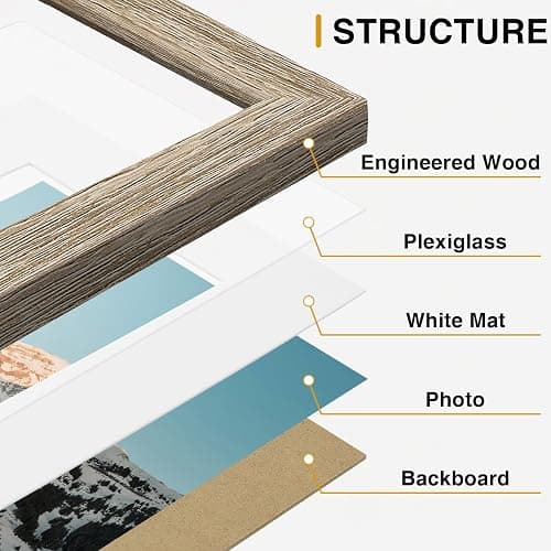 Vittanly 15 Pack Picture Frames Collage Wall Decor, Multi Sizes Including 3pcs 8x10, 6pcs 5x7 and 6pcs 4x6 Photo Frames, Gallery Frame Set for Wall or Tabletop Display, Light Wood thumbnail 6
