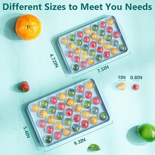 Optish 3 Pack Ice Trays for Freezer, 99 PCS Ice Cube Tray with Lid and Bin, Round Ice Cube Mold, Circle Ice Maker for Chilling Drinks (0.8 inch, Blue) thumbnail 4