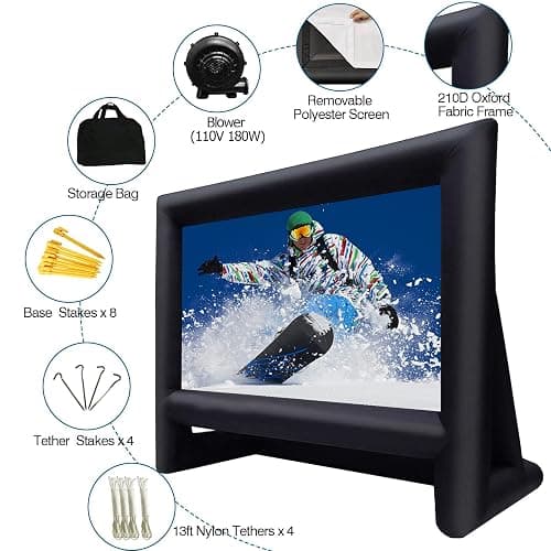 XHYCPY 16ft Inflatable Movie Screen Outdoor Projector Screen with Air Blower Storage Bag - Front/Rear Projection, Easy Set Up Blow Up Screen for Backyard Movie Night, Theme Parties, Celebrations thumbnail 2