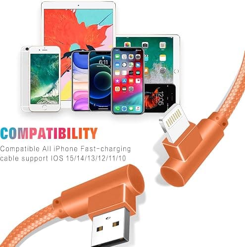 iPhone Charger, 3 Pack 10FT 90 Degree Charging Cable MFi Certified USB Lightning Cable Nylon Braided Fast Charging Cord Compatible for iPhone 14/13/12/11/X/Max/8/7/6/6S/5/5S/SE/Plus/iPad (10FT) thumbnail 4