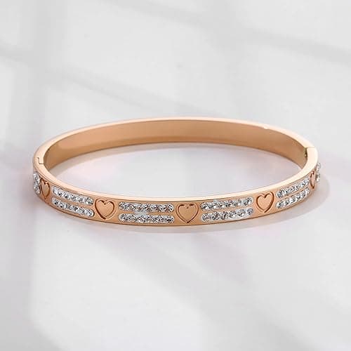 YCSLYW Women's Stainless Steel Bracelet Jewelry Crystal Bracelet With Cube Zircon Hinge Jewelry oval Bangle Witness the Gift of Love - 7 Inch-Cross Silver thumbnail 5