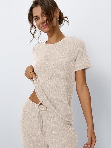 LILLUSORY 2 Piece Lounge Sets for Women Sweater Sets Airport Travel Outfits 2025 Sweat Suits Matching Wide Leg Pants thumbnail 5