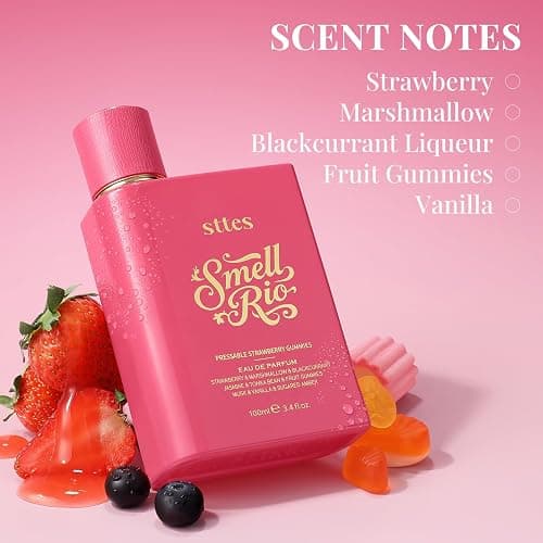 Sttes Perfume 606# Hair Perfume for Women – Long-Lasting Strawberry, Candy, Vanilla & Marshmallow Gourmand Fragrance Eau de Parfum 100ml (3.4 fl oz) – Pressable Strawberry Gummies thumbnail 2