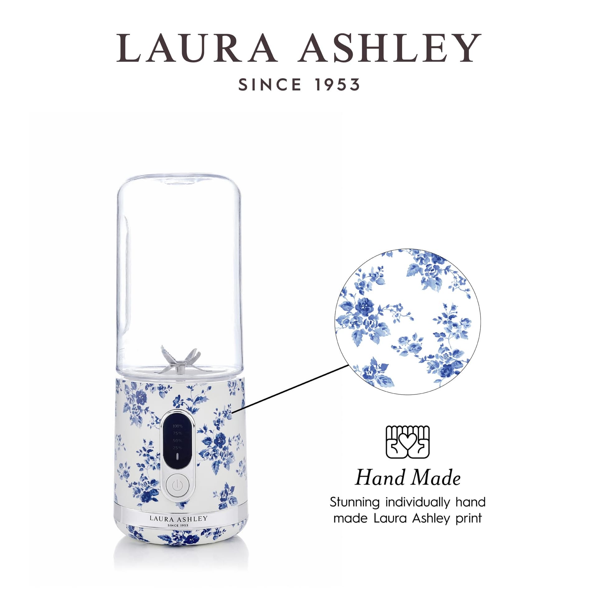 Laura Ashley China Rose Portable Smoothie Blender by VQ. Compact, Powerful & Easy to use USB Rechargeable Mini Blender with 450 mL Bottle. Portable Blender Smoothie Maker for Kitchen/Gym/Travel/Office thumbnail 3