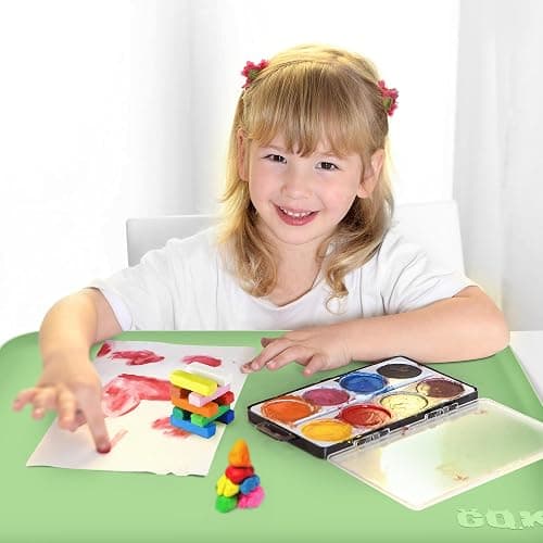 Silicone Art Mat for Crafts, 24" x 16" Painting Mat for Kids with Raised Sides to Stay Tidy, Paint Craft Mats for Clay, Resin, Slime, Jewelry-Making & Crafts Creation (Green) thumbnail 2