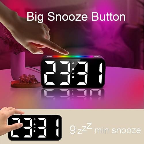 Topski Loud Alarm Clocks for Bedrooms Heavy Sleepers, Plug-in Digital Bedside Clock with Night Light, Large Display, Dual Alarm, Snooze, Dimmable for Kids Teens Boys Girls thumbnail 7