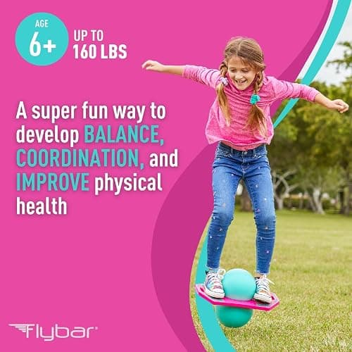 Flybar Pogo Trick Ball for Kids – Balance Bounce Board with Anti-Slip Deck – Pump Included - Indoor & Outdoor Toys for Boys and Girls Fun Way to Reduce Screen Time Supports up to 160 lbs – Ages 6+ thumbnail 6