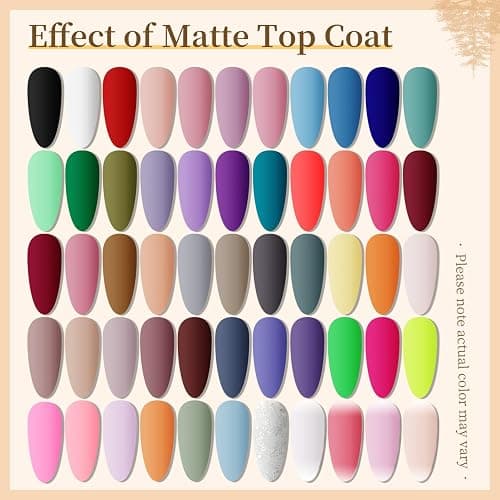 JODSONE 60 PCS Gel Nail Polish Set with 5 Bottles of Base and Glossy Matte Top Coat Soak off Gel Nail Set Suitable for All Seasons Gifts thumbnail 8