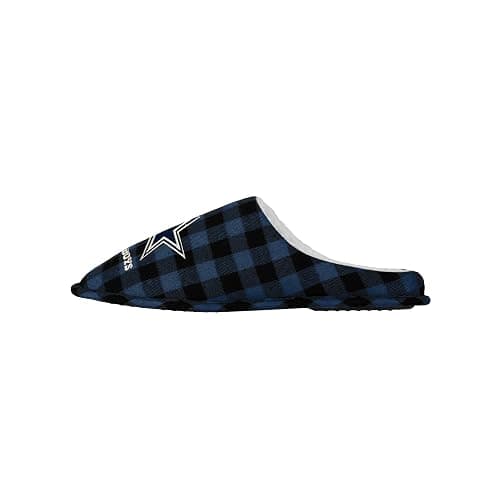 FOCO Men'sNFL Sherpa Lined Buffalo Check Memory Foam Slippers thumbnail 2