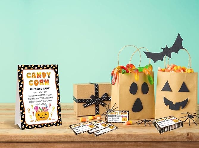 JUESMOS Halloween Party Game for Kids Adults, 50pcs Guessing Games Card | Guessing How Many Candy Game Cards for Halloween Party Decorations Baby Shower Games Favor thumbnail 7